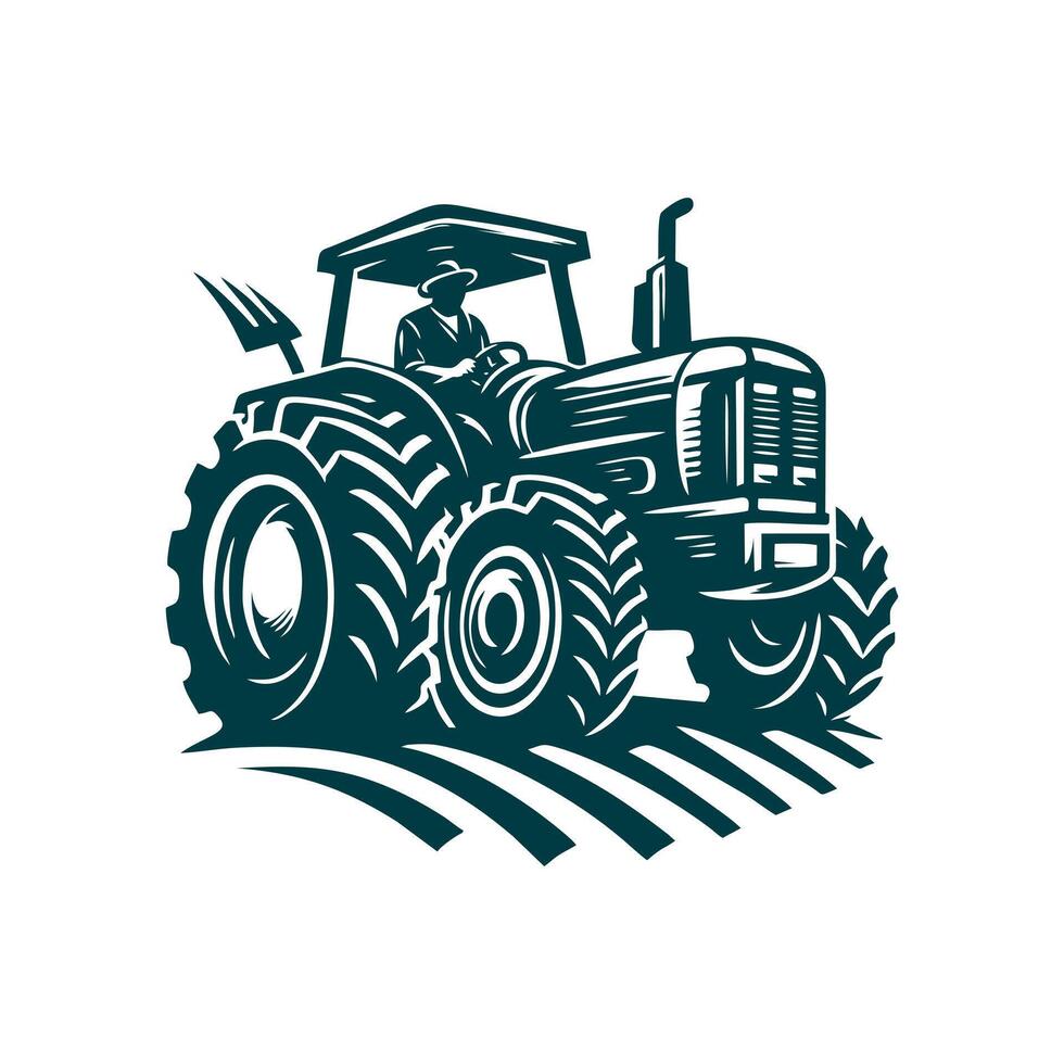 tractor logo design template. silhouette of a tractor illustration vector