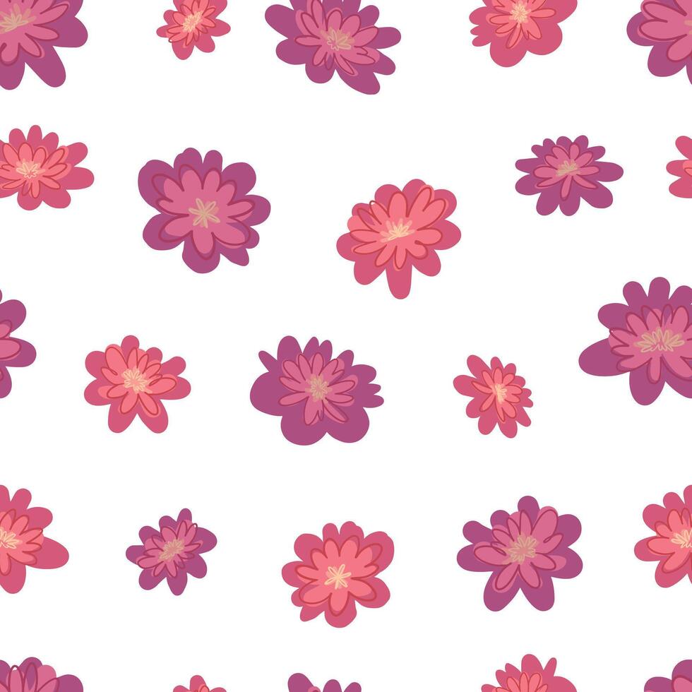 Abstract peony flowers seamless pattern. Floral ornament in simple style botanical design. vector