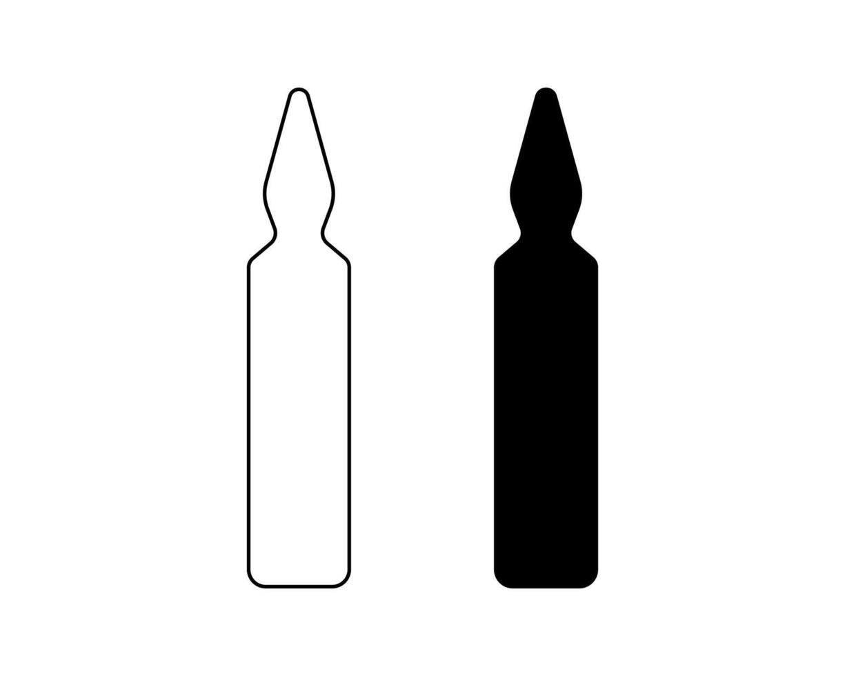 outline silhouette ampoule icon set isolated on white background vector