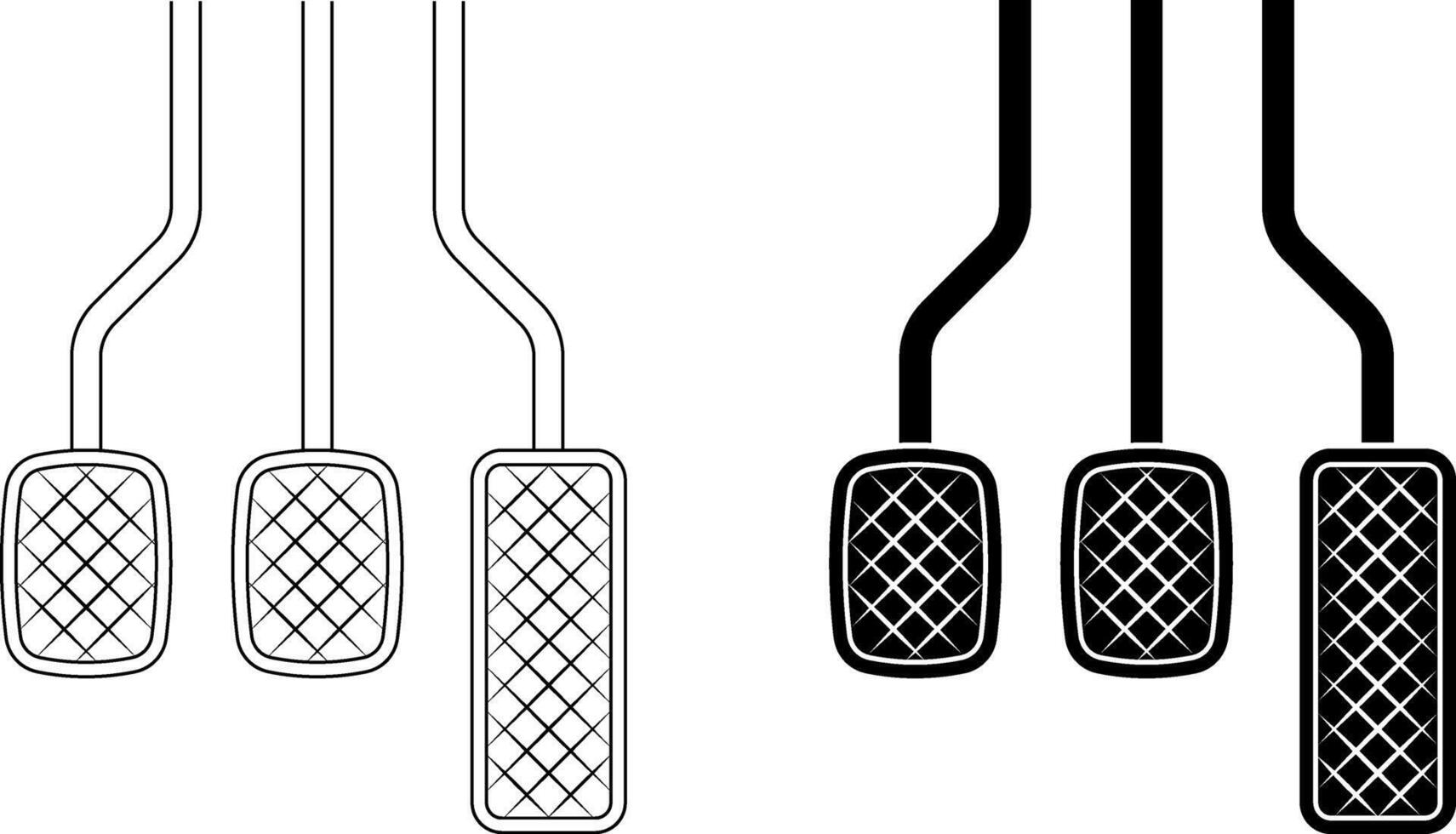 outline silhouette car pedal icon set vector