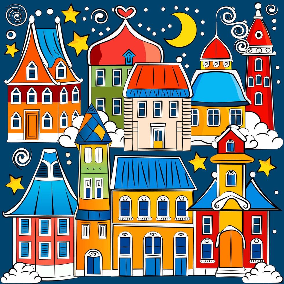 illustration of fairy houses. vector