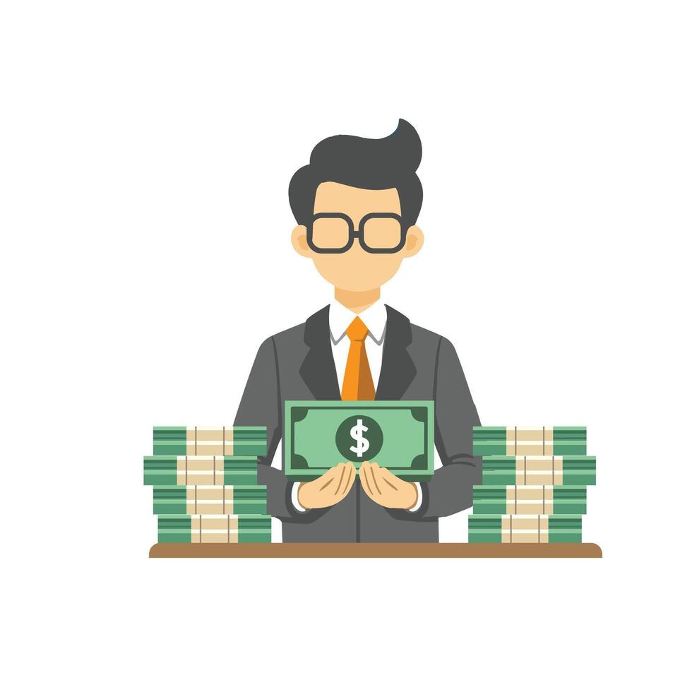business man and money illustration vector