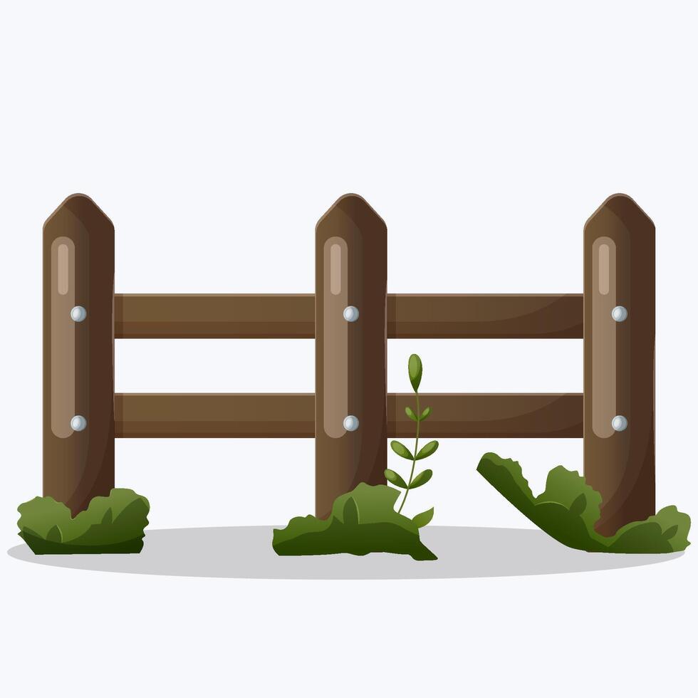 wooden fence with green climbing plants vector