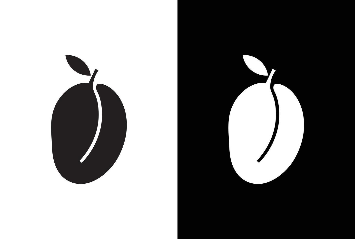 Mango icon, fruit and tropical, graphics, a linear pattern. Mango icon White black backgrounds vector