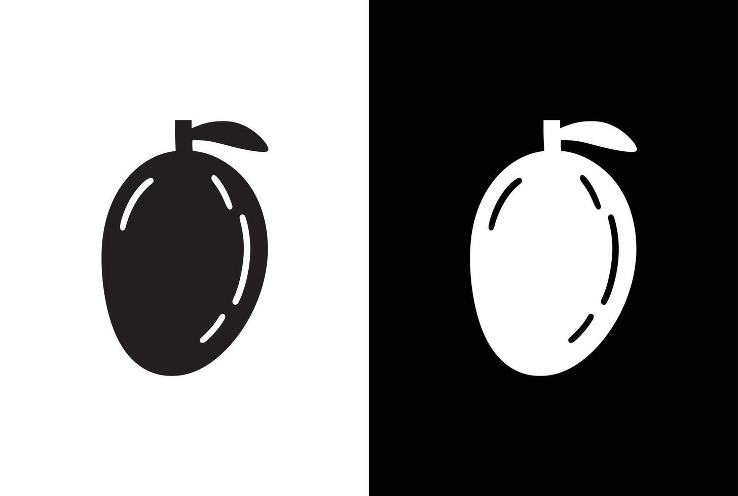 Mango icon, fruit and tropical, graphics, a linear pattern. Mango icon White black background. vector