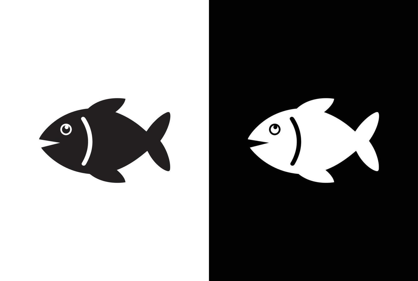 Fish or seafood flat icon for food apps and websites. Fish icon set isolated on white black background. food illustration vector