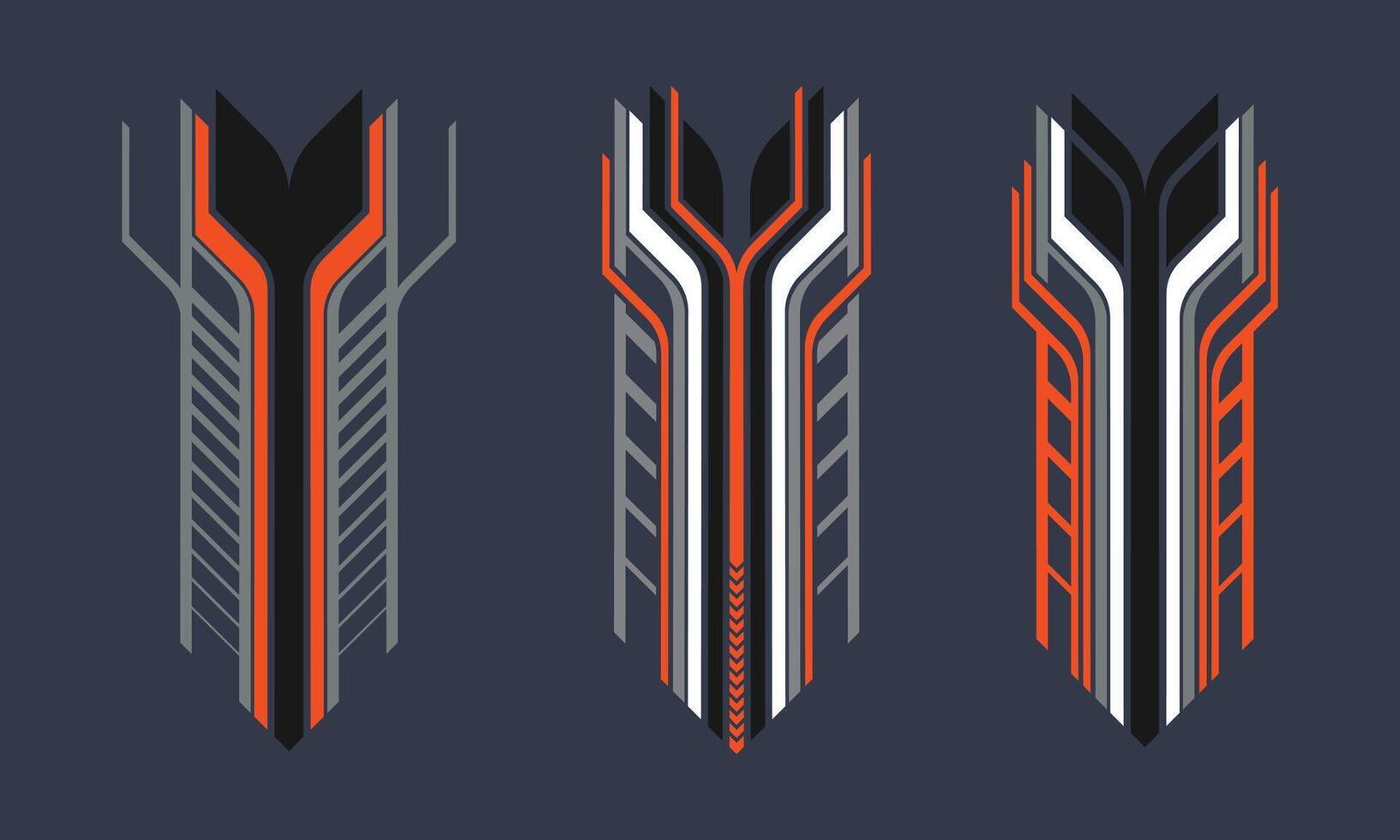 Collection of abstract geometric car wrap racing decals vector
