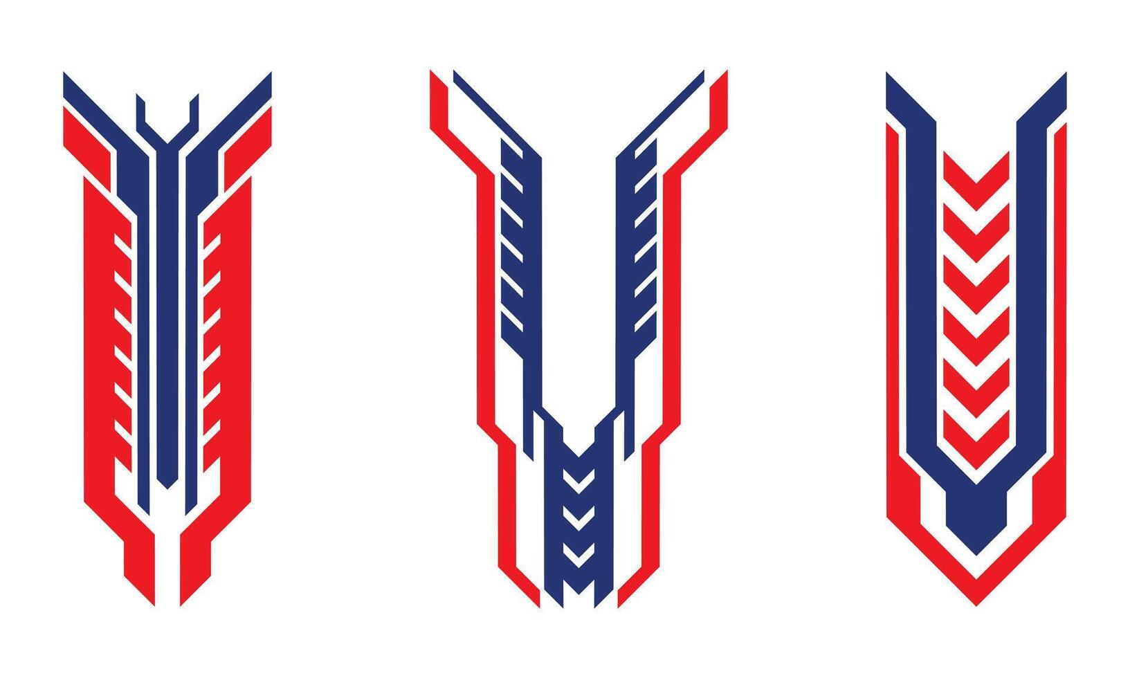 Collection of abstract geometric car wrap racing decals vector