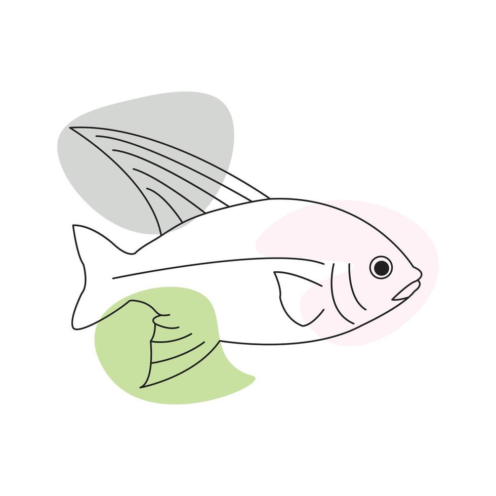 Fish one line art sketch drawing illustration vector