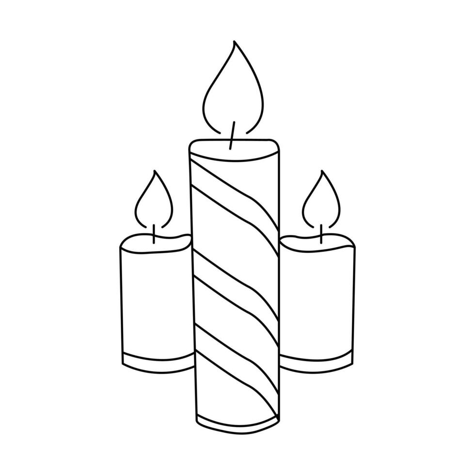 Continuous one line art candle sketch illustration vector