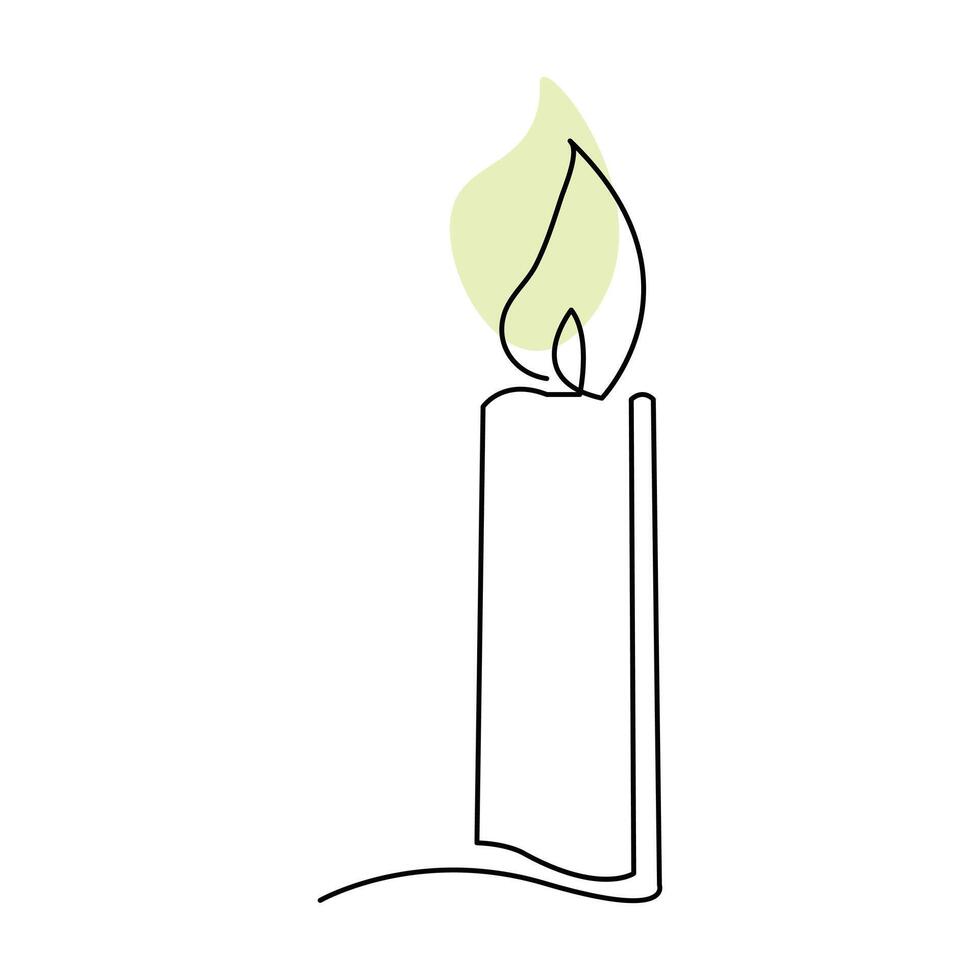 Continuous one line art candle illustration vector