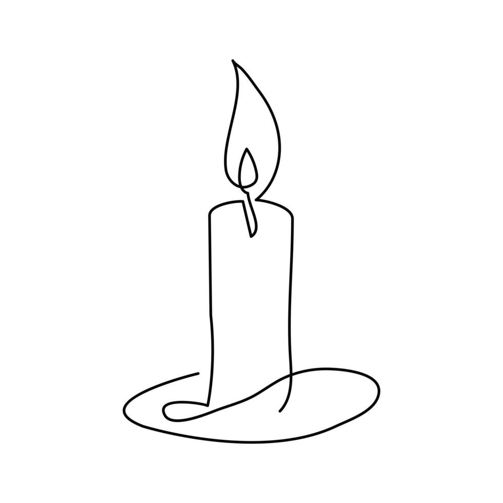 Continuous one line art candle illustration vector