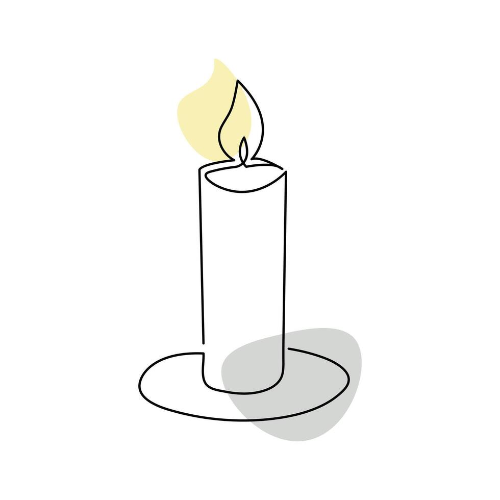 Continuous one line art candle illustration vector