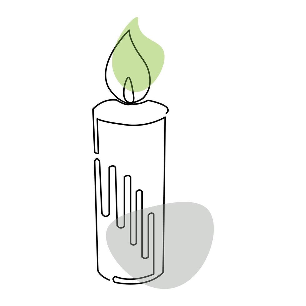 Continuous one line candle sketch art illustration vector