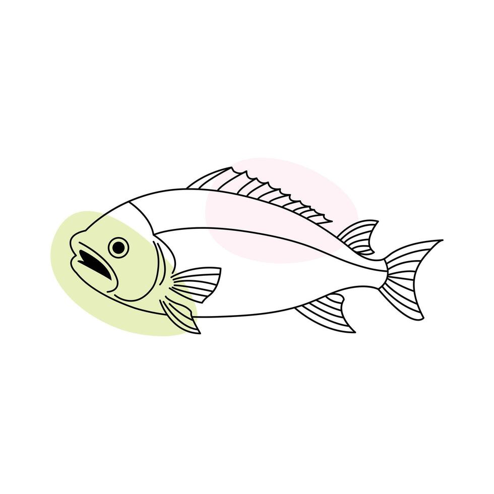 Fish one line art sketch drawing vector
