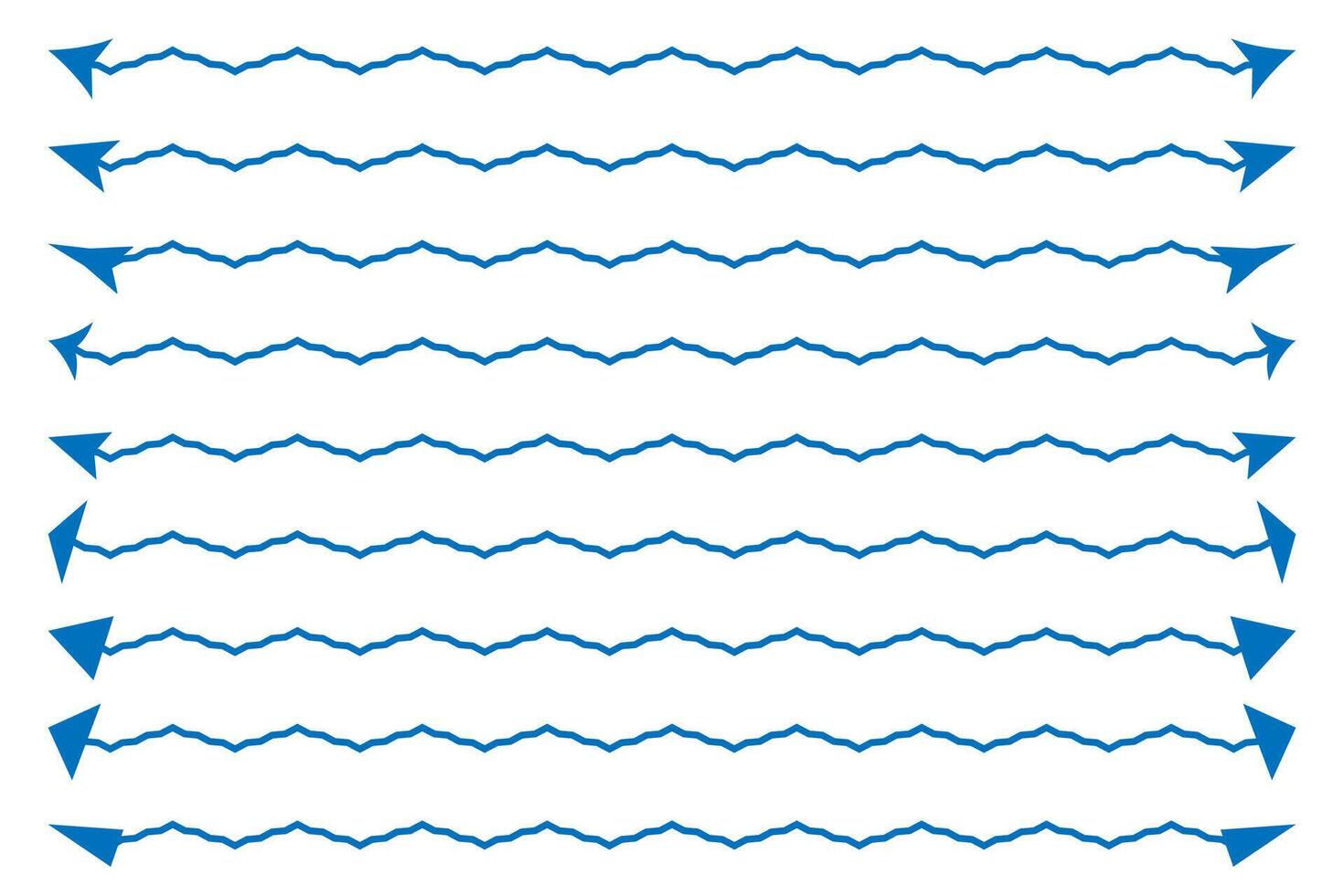 Dual sided wavy arrow shape. Double ended arrow illustration. vector
