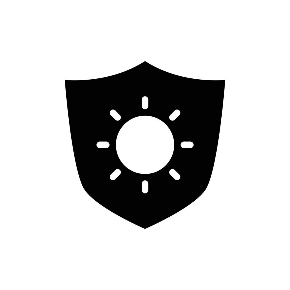 sun and shield symbol of sun protection solid icon design good for website and mobile app vector