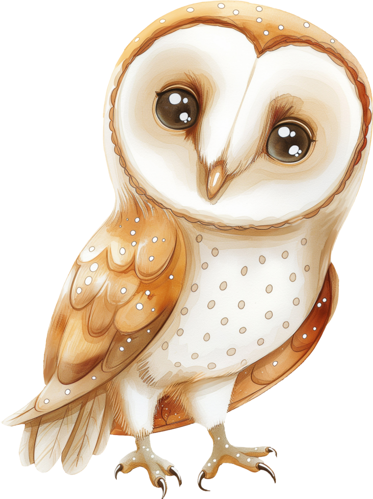 Cute Barn Owl watercolor png