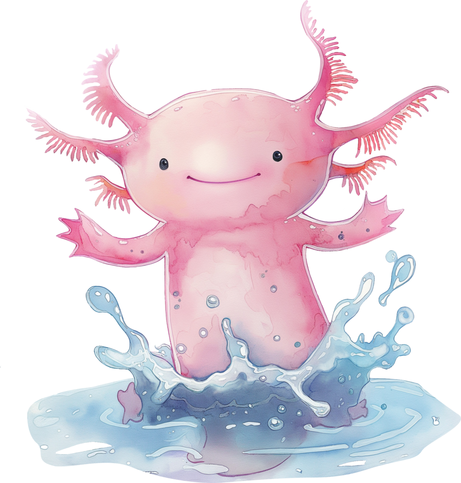 Cute Axolotl Conjuring Water png