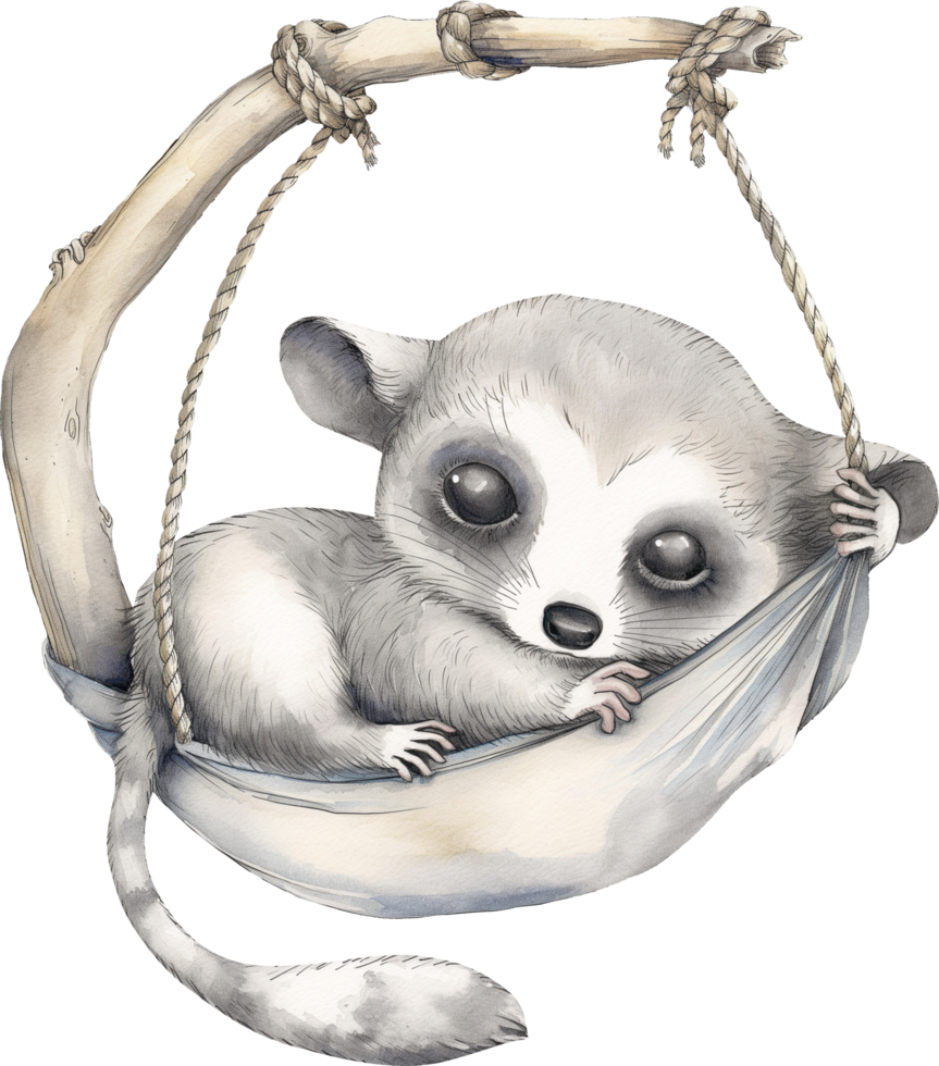 Cute Opossum watercolor png