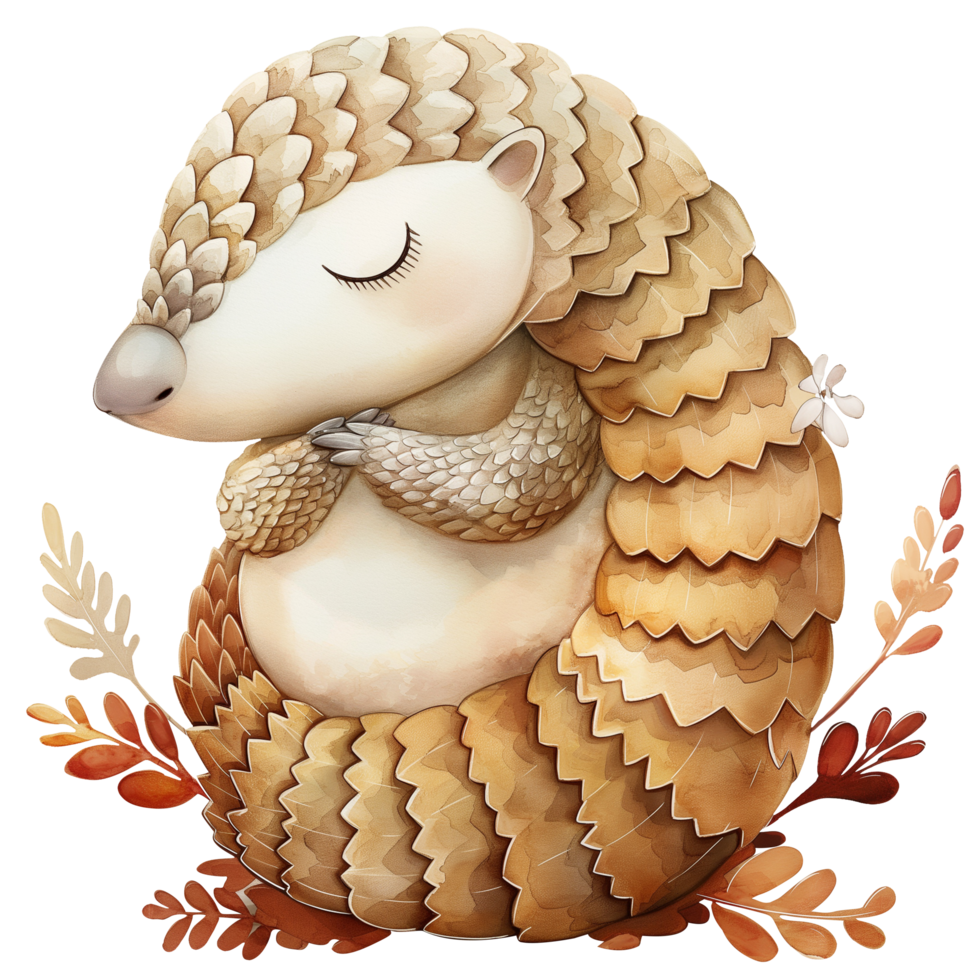 Cute Pangolin watercolor png