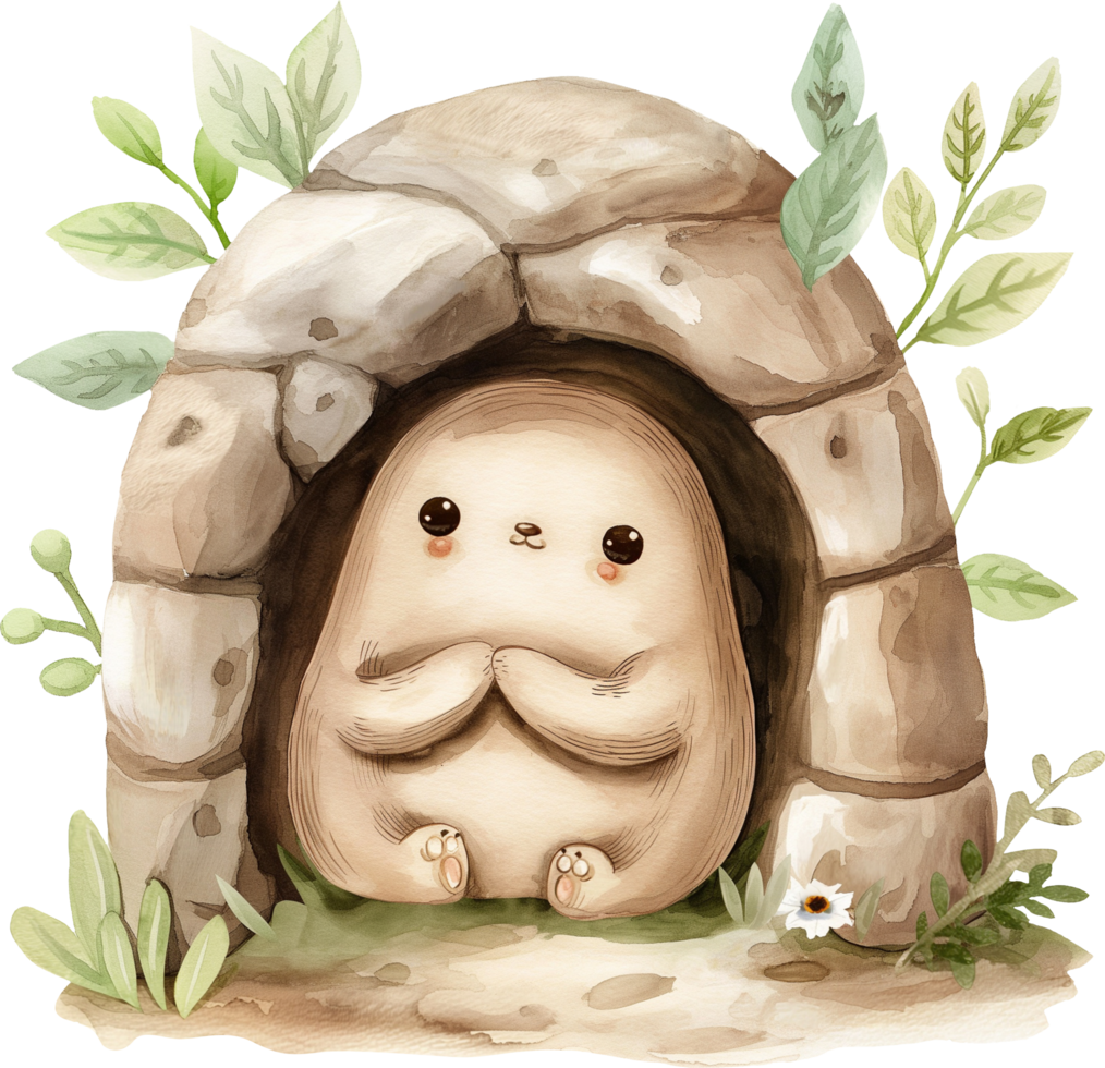Cute Olm in Caves watercolor png