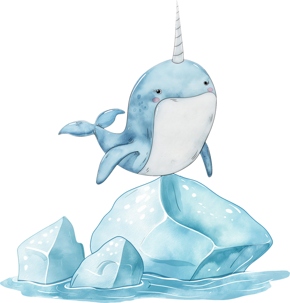 Cute Narwhal watercolor png