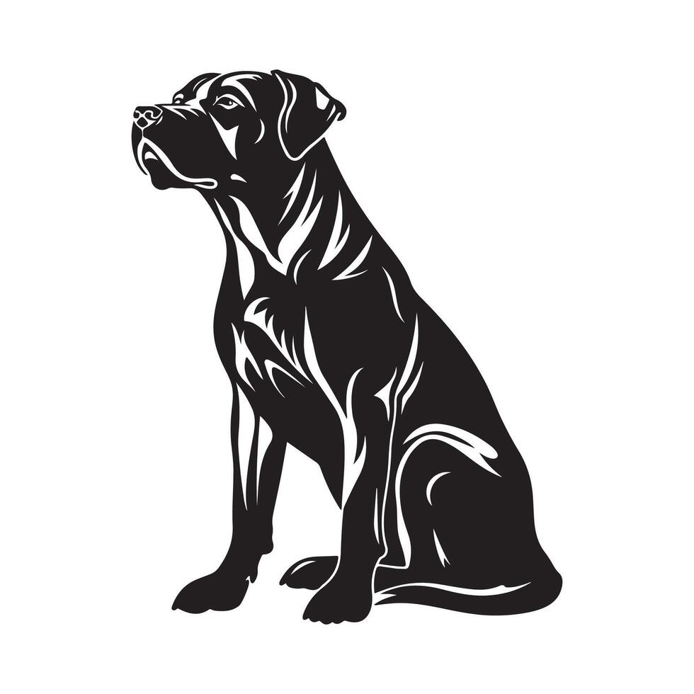 Black and white illustration of a sitting dog isolated on a white Stock image vector
