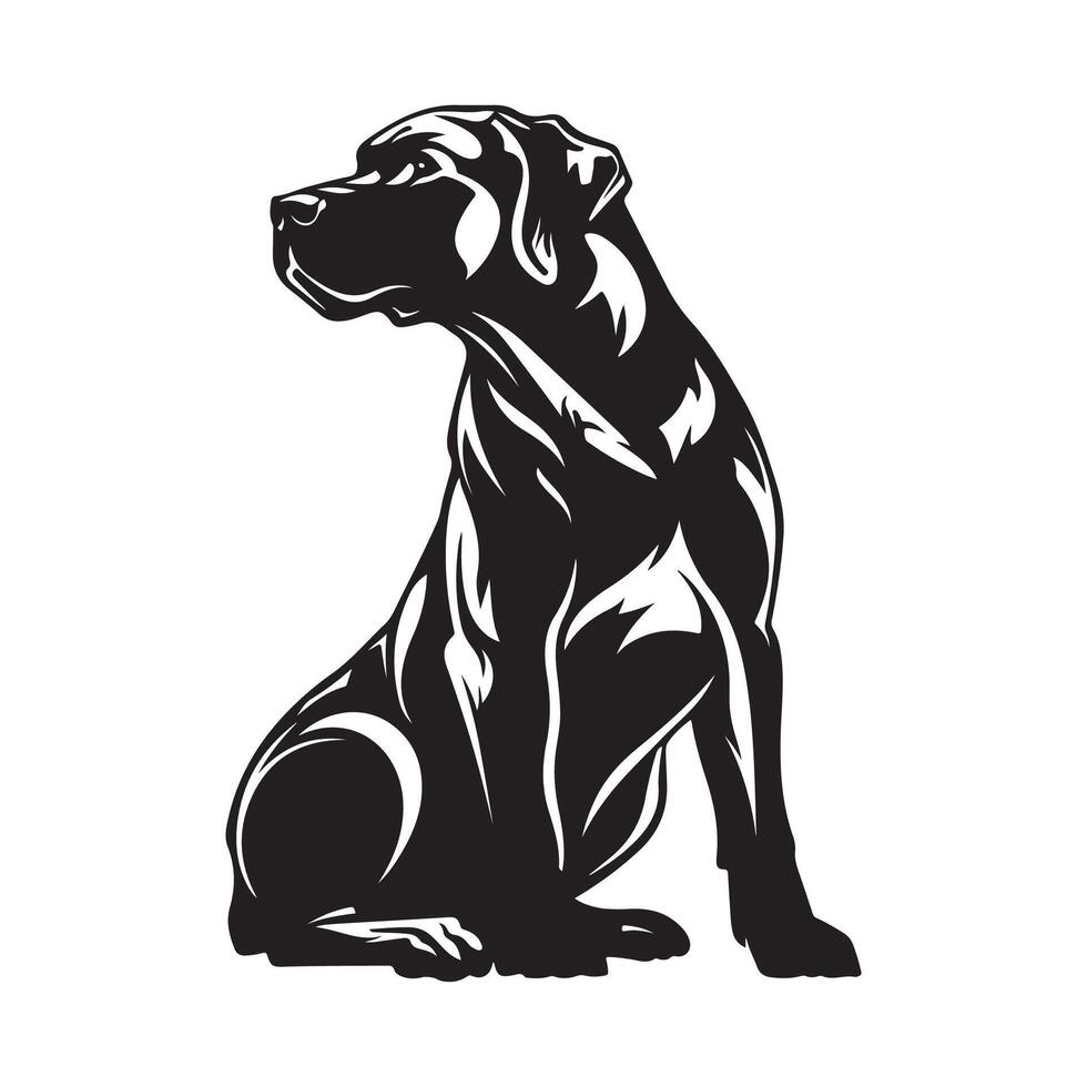 Black and white illustration of a sitting dog isolated on a white Stock image vector