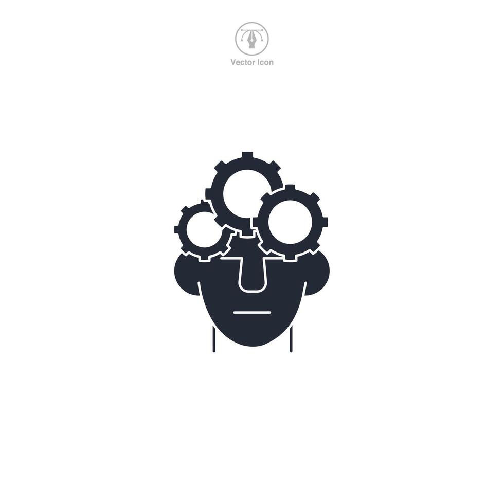 Head with Gear Icon theme symbol illustration isolated on white background vector