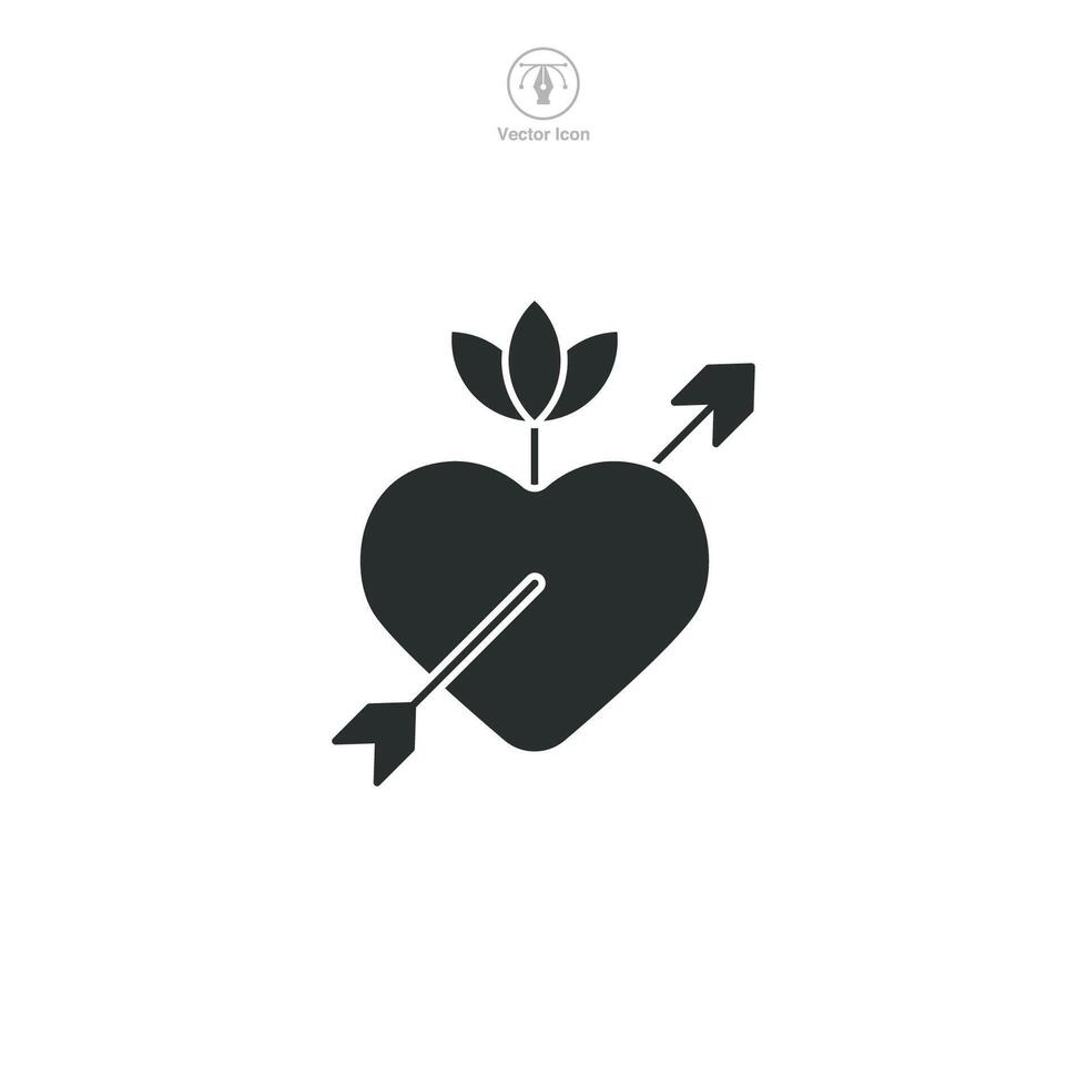 Heart with Arrow Icon symbol illustration isolated on white background vector