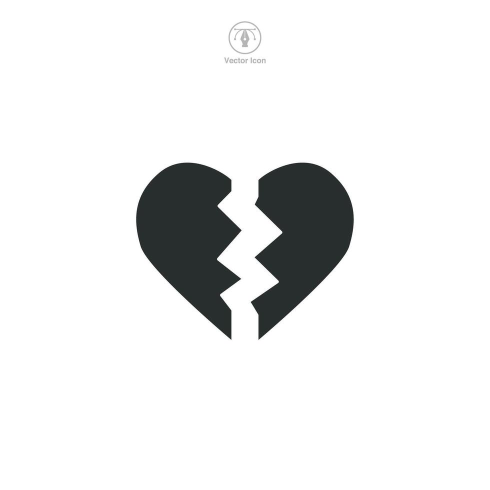 Broken Heart Icon symbol illustration isolated on white background vector
