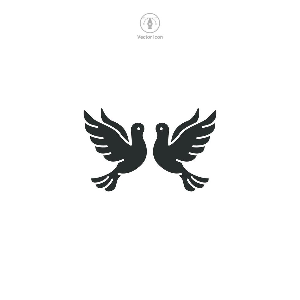Pair of Dove Icon symbol illustration isolated on white background vector