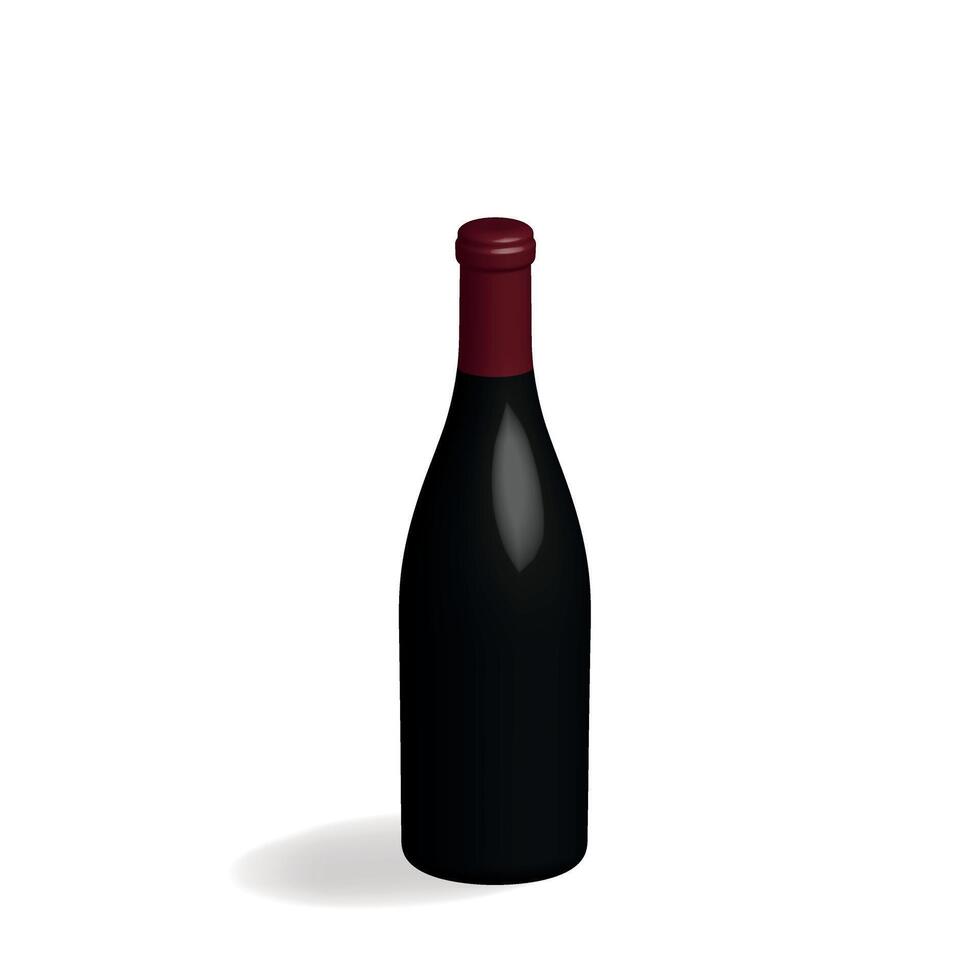 Wine bottle mockup on white background vector