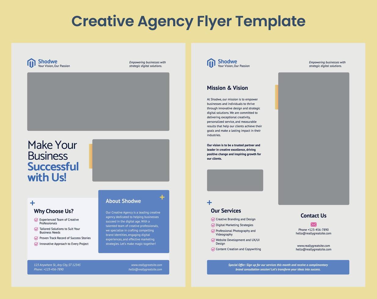 Creative Business Flyer Template, Double Side Flyer for Advertisement, Sale, and Business Promotion vector