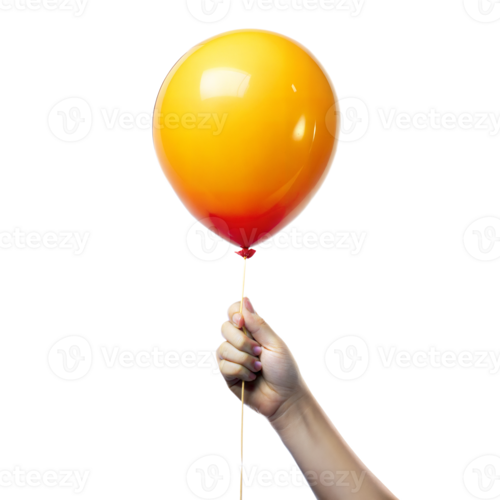 A hand holding a yellow balloon png