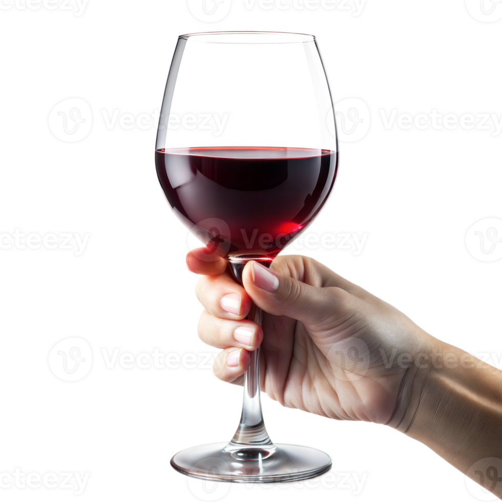 een persoon is Holding een wijn glas met een vol glas van rood wijn png