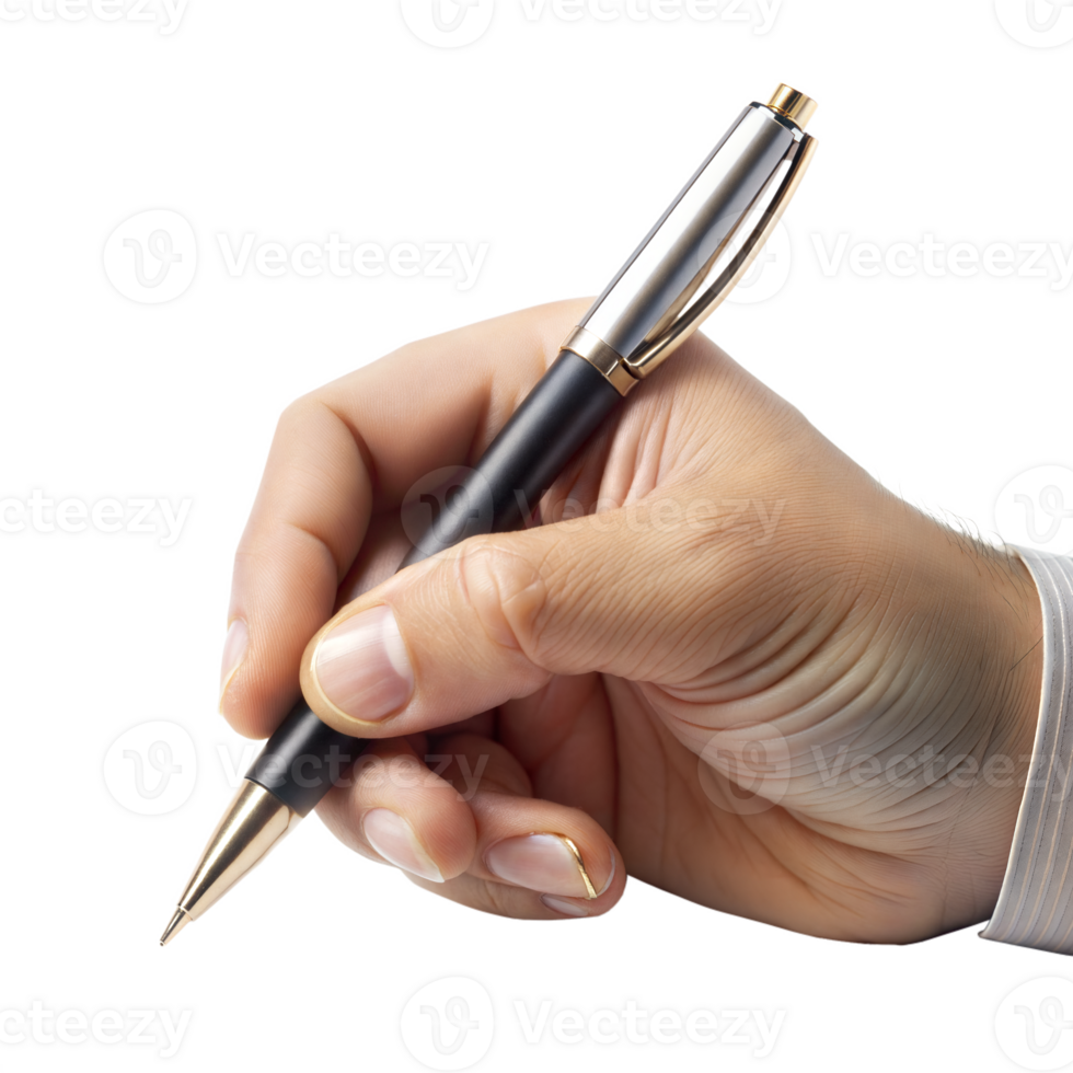 A man is holding a pen and writing png