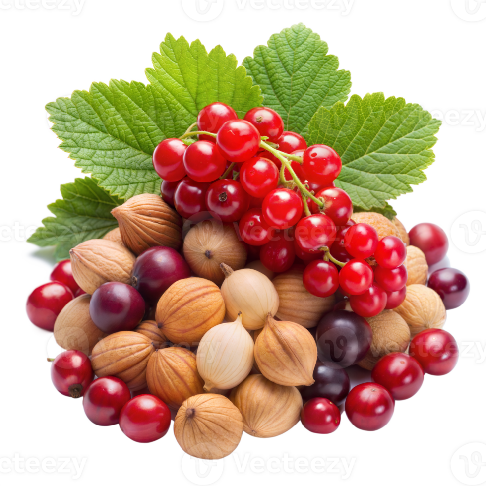 A bunch of fruits and nuts are piled on top of each other png