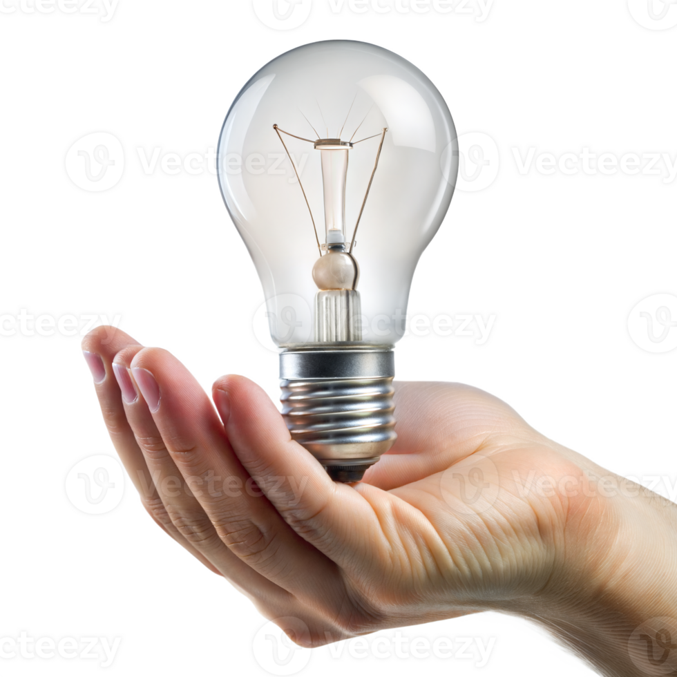 A hand holding a light bulb png