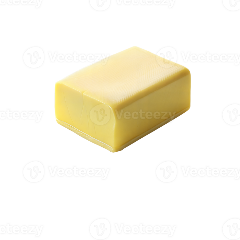 A single stick of yellow butter, isolated on a transparent background png
