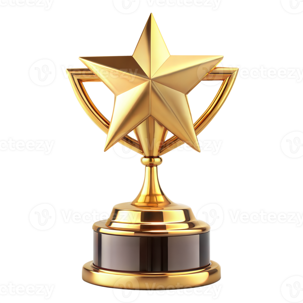 A golden trophy with a star on top png