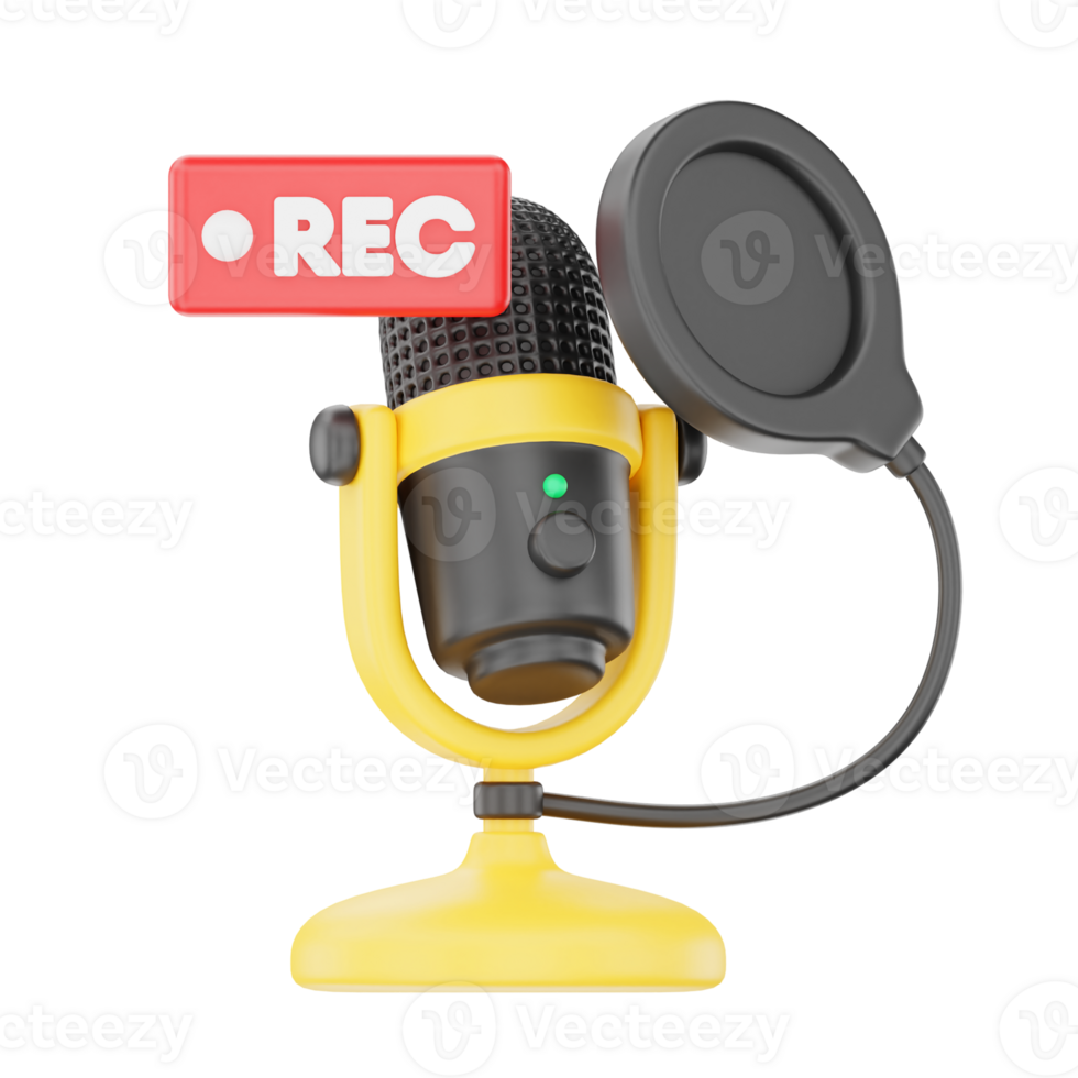 Mic Record 3D Podcast Illustration for uiux, web, app, infographic, etc png