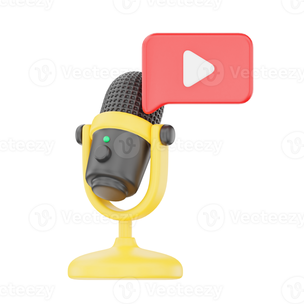 Podcast with Play Button 3D Podcast Illustration for uiux, web, app, infographic, etc png