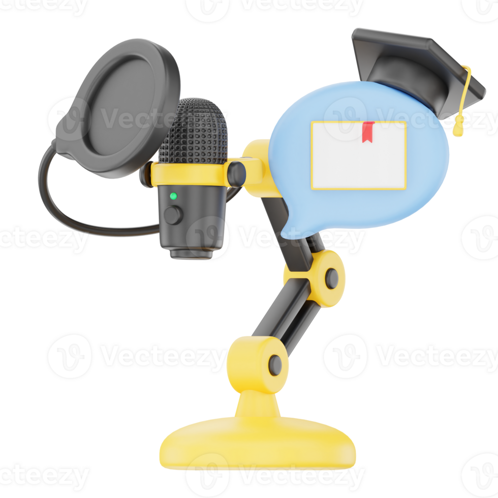 Educational Podcast 3D Podcast Illustration for uiux, web, app, infographic, etc png
