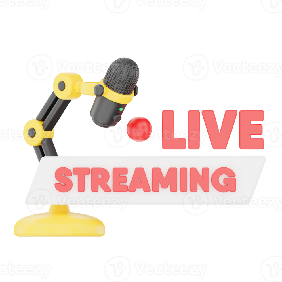 Live Streaming with Mic 3D Podcast Illustration for uiux, web, app, infographic, etc png