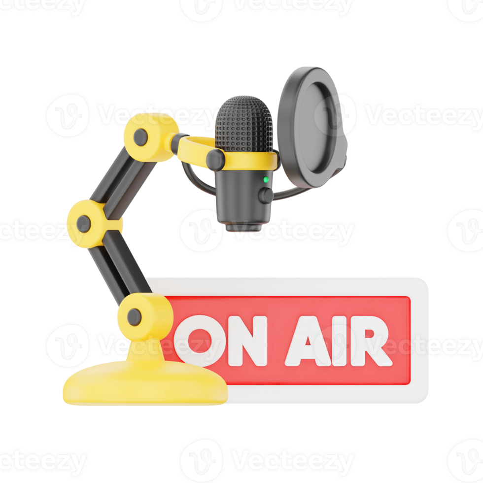 Mic On Air 3D Podcast Illustration for uiux, web, app, infographic, etc png