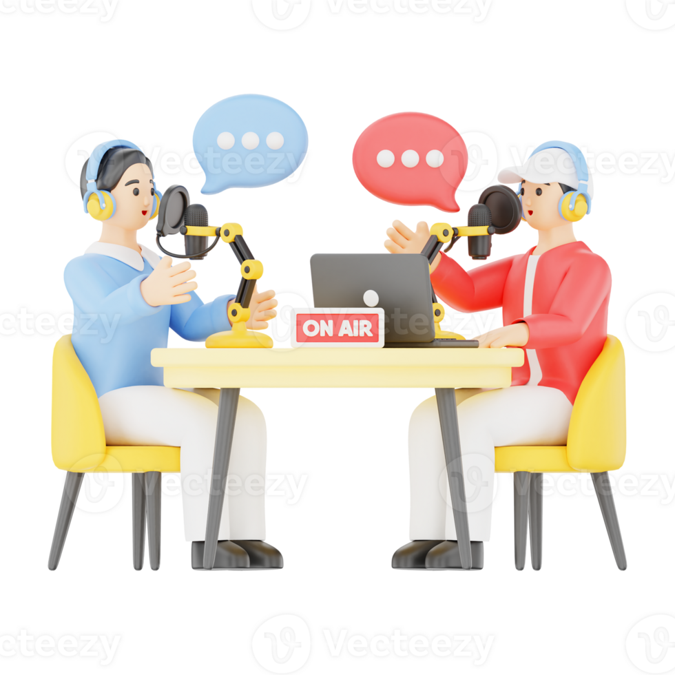 Two Man Podcast 3D Podcast Illustration for uiux, web, app, infographic, etc png