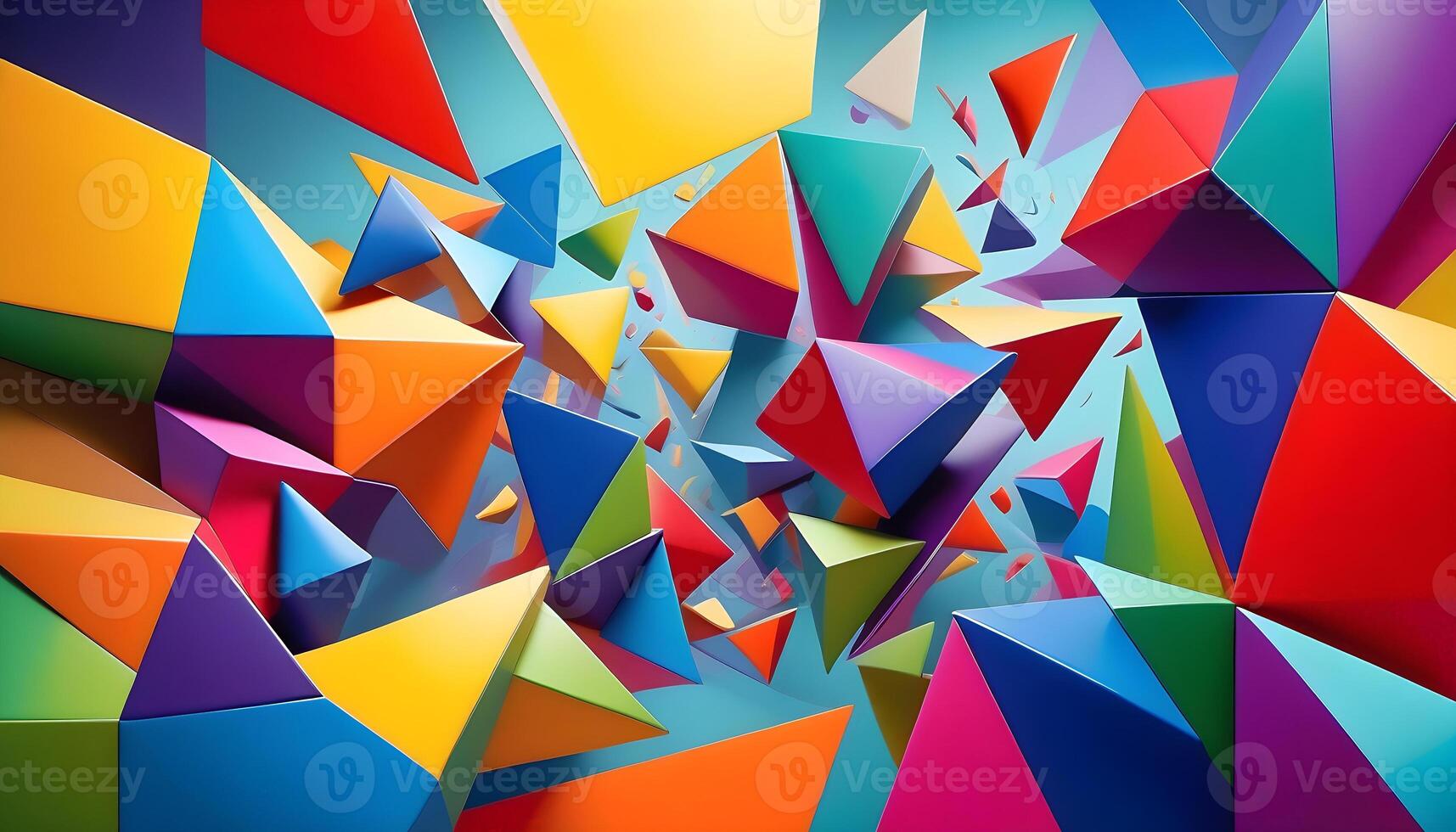 vibrante geométrico papel Arte con un vistoso resumen diseño, adecuado para creativo antecedentes o patrones. foto