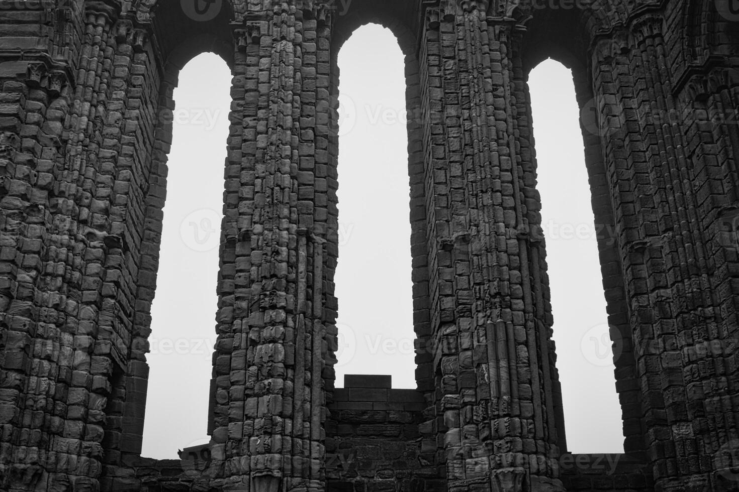 Ancient Stone Columns in Black and White in Tynemouth Priory and Castle photo